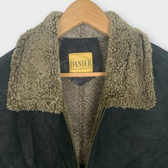 Vintage Danier Shearling Leather Aviator Bomber Jacket - Picture 5 of 14